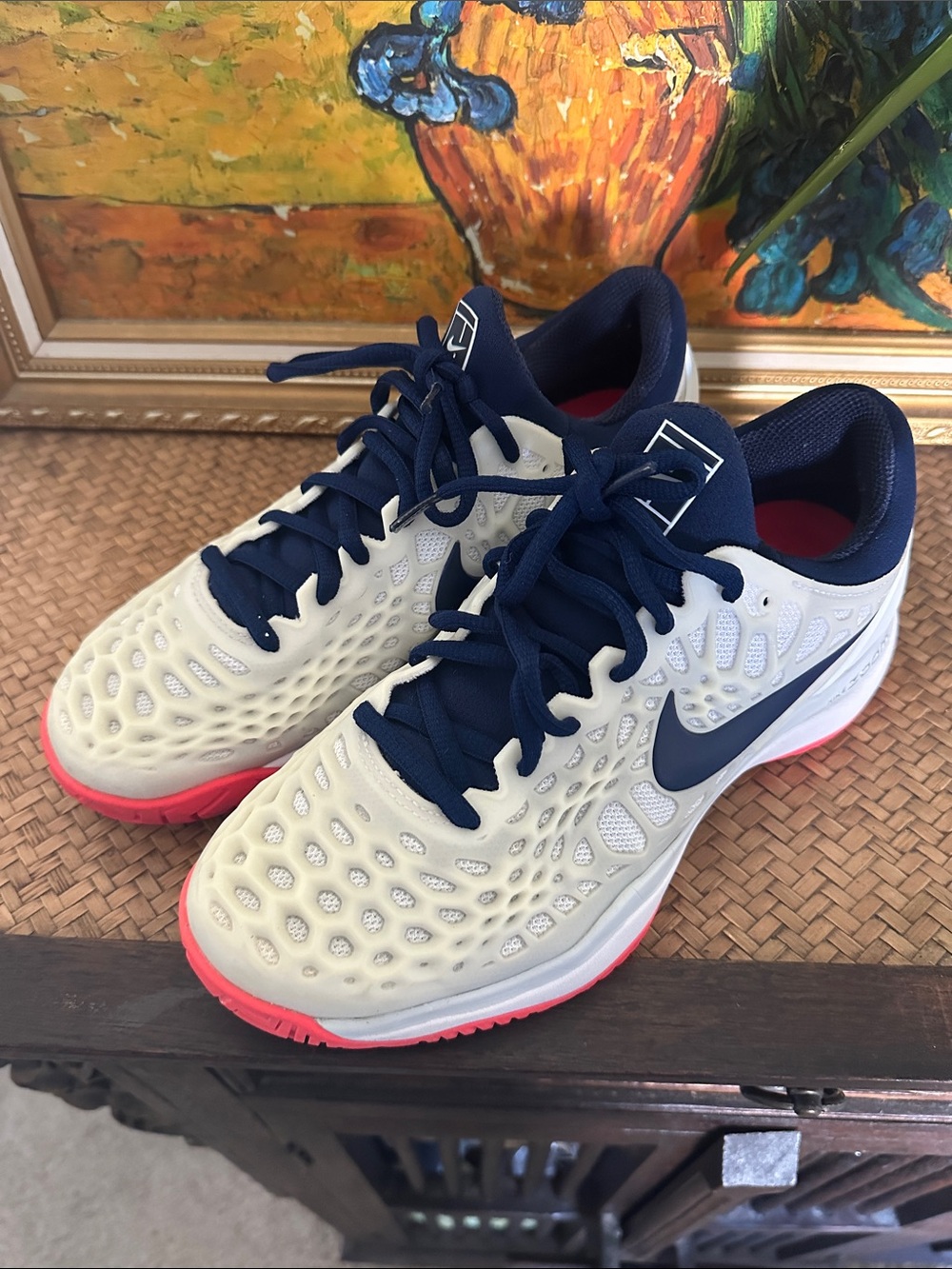 Nike air zoom cage 3 Tennis Shoes - Navy, Cream & Pink Accents